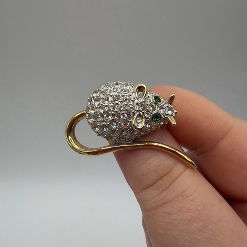 Vintage mouse brooch yellow - vintage,