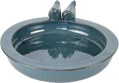 Round ceramic bird bath - bird,