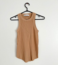 Zara Tan Ribbed Knit Tank Top