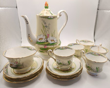 Royal Paragon Water Lily coffee set – hand painted bone china England c1930s