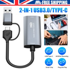 HDMI to Type C Video Audio Capture Card Adapter Screen Recorder USB-C 1080P 4K+!