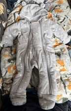 M&S 0-3 fleece pram suit. Grey