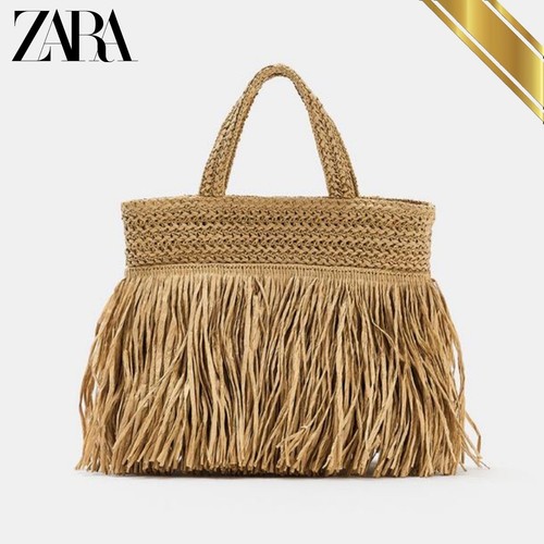 Zara braided straw - fringed, bag