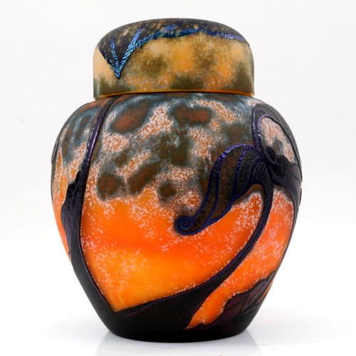 Okra cameo glass jar - cameo, david
