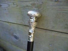 Silver Top  Antique Style Walking Stick Wooden Shaft Ornate Knob Nice Gift AI