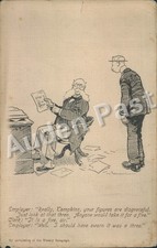 Vintage Postcard Comic Employer And Clerk Office Figures Joke Humour Card