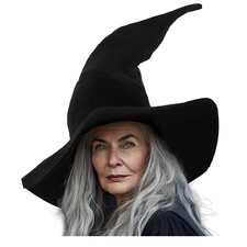 BLACK WIZARD WITCH HAT HALLOWEEN FANCY DRESS SORTING BOOK CHARACTER ACCESSORY