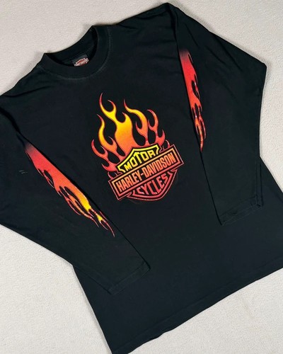 Y2k flaming harley davidson - y2k, harley-davidson