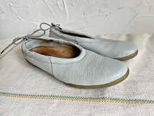 Trippen Grey Blue Genuine Supple Soft Leather Flat Ballerina Lace up Shoe 4.5 37