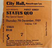 Status Quo original used concert tour ticket City Hall Newcastle 1989