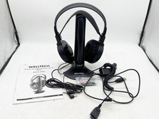 WELLTECH MODEL 20058 STEREO WIRELESS HEADPHONES WITH TRANSMITTER AND LEADS