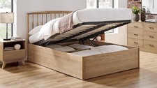 Ottoman Lift Up Storage Real Oak Wood Wooden Bed Frame.4ft6 Double, 5ft King,6ft