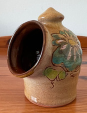 Vintage Guernsey Pottery Glazed Ceramic Salt Pig with Flowers 3.8" high Handmade