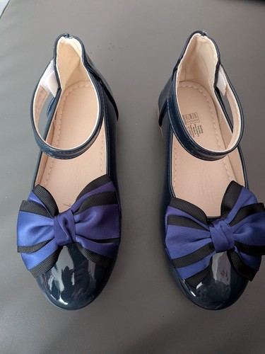 Girls navy bow - bow, shoes