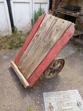 Antique Vintage Wooden Market Barrow or Railway Porter Trolley for restoration 