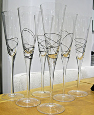 Set 6x Black Raised Swirl Line