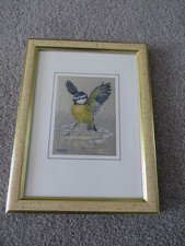 JJ Cash Blue Tit Woven Silk  Framed Picture