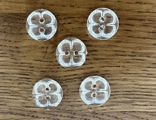 Vintage Set of 5 Round Clear Buttons 10mm VGC