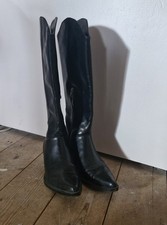 Women's Zara Leather Knee High Cowboy Boots Size 6.5 EUR 40