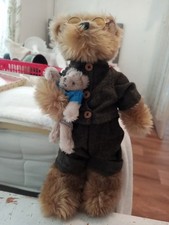 Plush Teddy Bear With Tweed Suit And Gold Frame Glasses