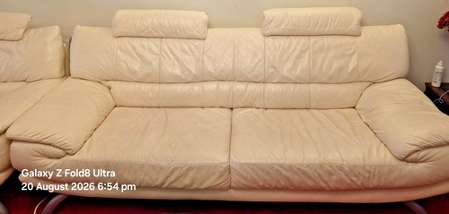 Leather couch cream - couch,