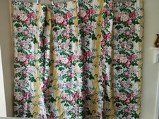 vintage Colefax & Fowler 'Rosa Mundi' interlined curtains 64" drop