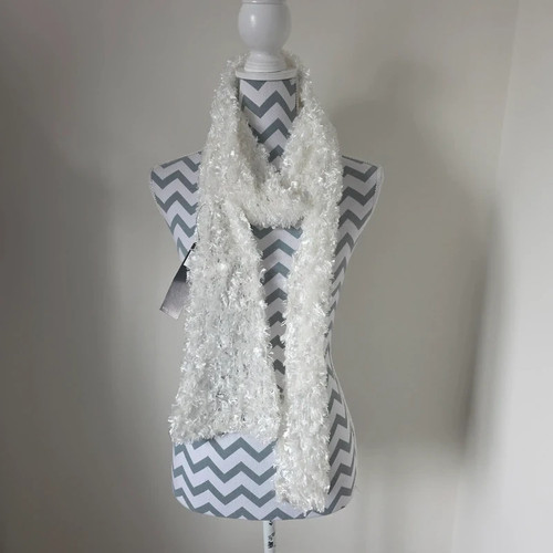 White fluffy scarf - , soft