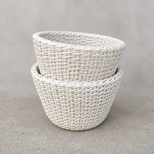 Set wicker pots in white - set,
