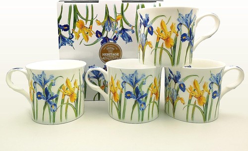 Bone china mugs set asst - mugs, of