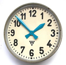 Huge 55cm 1970s industrial factory PRAGOTRON railway style vintage wall clock