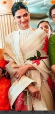 Floral White Indian Saree
