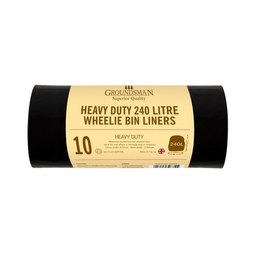Wheelie bin black liners heavy - black,