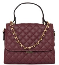 Aldo Quilt Texture Structured Small Handbag  Women Burgundy Excellent Condition 