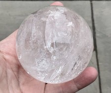 Clear Quartz Crystal Stone Sphere - 6.7cm Diameter - 418g - With Crystal stand