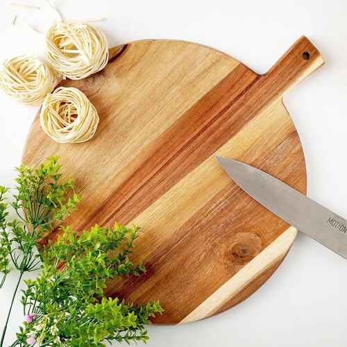 Round wooden chopping - round, board