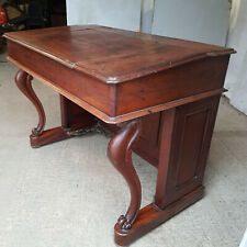 antique victorian mahogany panelled clerks desk table cabriole legs lift lid 