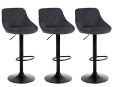 3 X BLACK Velvet Bar stools , set of 3,, Matt Black Metal