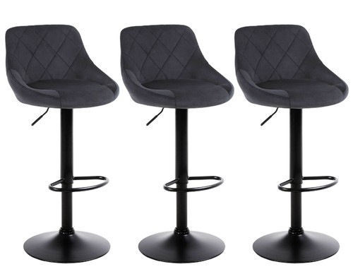 Black velvet bar stools - 3, x