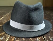 MAISON MICHEL Paris Black WOOL Felt Stylish Grey Band TRILBY HAT 21” 53.4cm