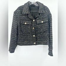 Marled Black Tweed Cropped