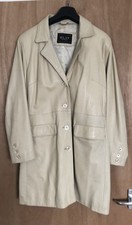 Lovely Vintage 1980s Milan Cream Leather Lined Coat Jacket Size 12