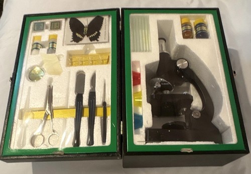 Vintage metal microscope kit - vintage,
