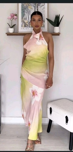 Zara pink green floral maxi - floral,