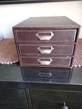 QUALITY OSCO FAUX LEATHER 3 TIER DESK  FILING TRAY WITH DRAWS - LOOK