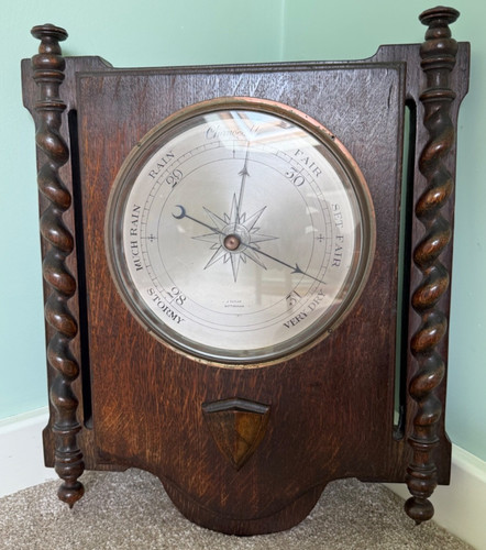 Vintage oak aneroid - vintage, wall