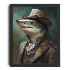 Vintage Shark Painting Print