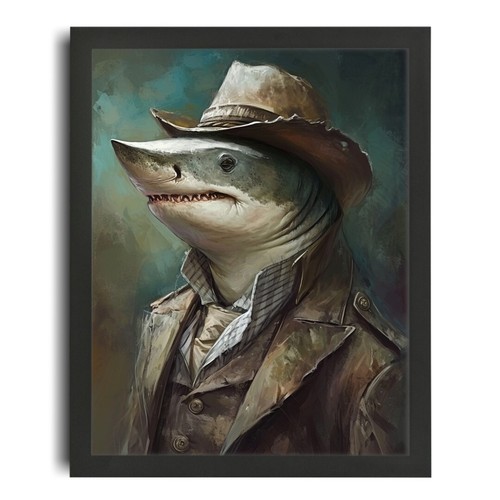 Vintage shark painting print - vintage,