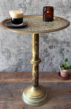Antique brass pedestal table - brass,