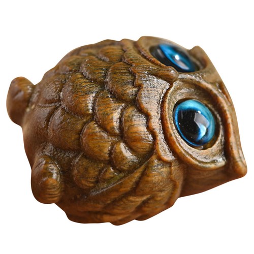 Brown wooden owl ornament - owl,
