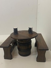WOODEN PUB BARREL TABLE &